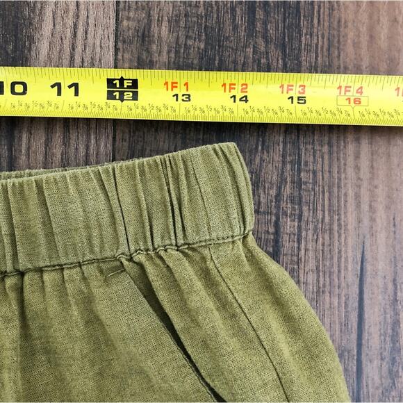 Nicole Miller Linen Blend Baggy Pant Drawstring Lagenlook Boho Size Small Green - Picture 12 of 16